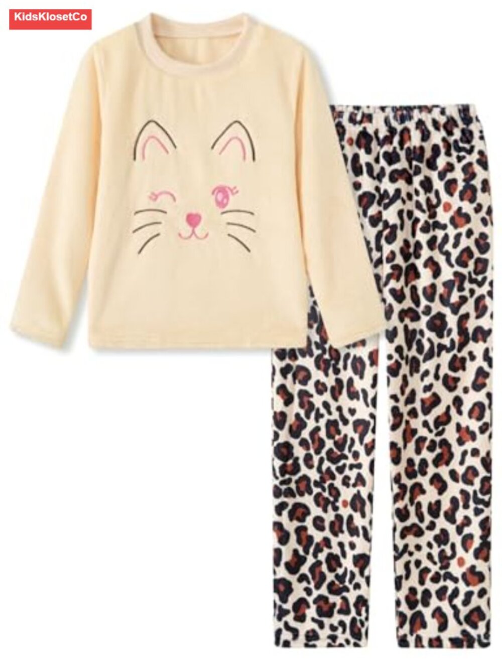 Girls Flannel Pajama Set Pullover Long Sleeve Top & Pants Sleepwear Size 7-14